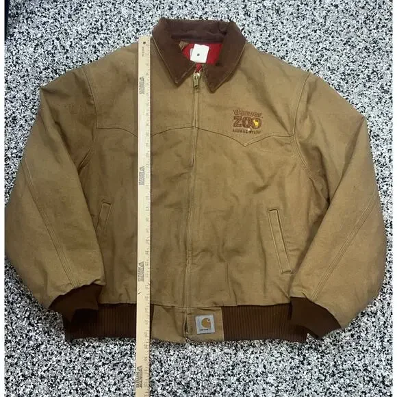 Vintage Carhartt Santa Fe Jacket Duck Red Quilt Lined With Hood J13 BRN 2XL USA - Picture 7 of 16